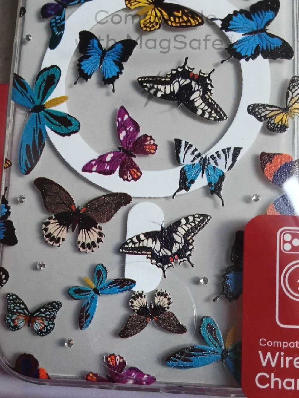 Clear Butterfly Crystal Phone Case Compatible with Wireless Charging For I PHONE